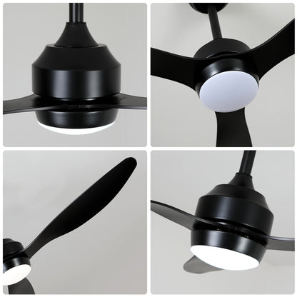 52" Matte Black 3-Blade Ceiling Fan with Light - view 21