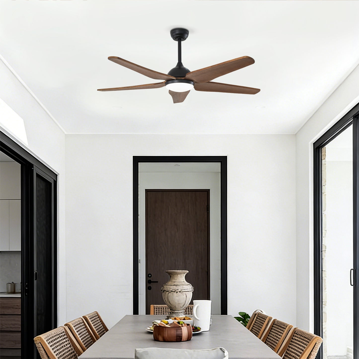 52" Black Brown Reversible Ceiling Fan with Light - view 5