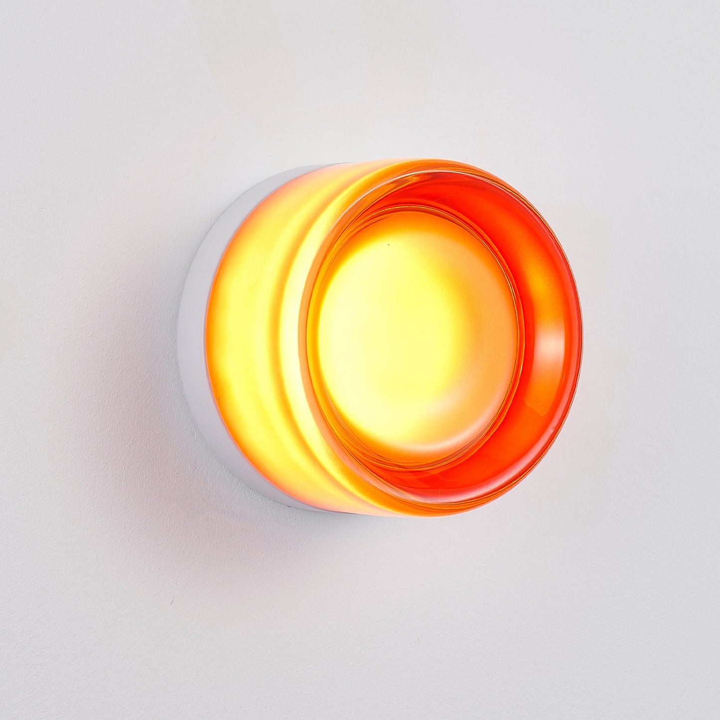 Red Minimalist Round LED Wall Light with Glass Shade