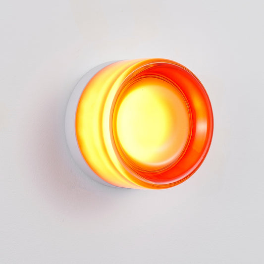 Red Minimalist Round LED Wall Light with Glass Shade
