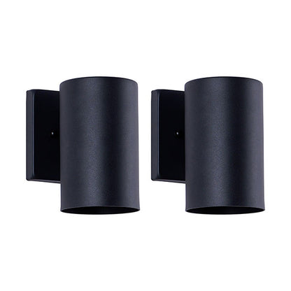 7" Black Cylinder Outdoor Wall Light, Set of 2 - view 9
