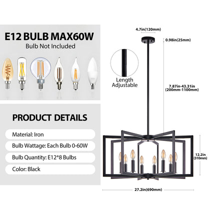 27" 8-Light Black Geometric Chandelier - view 10