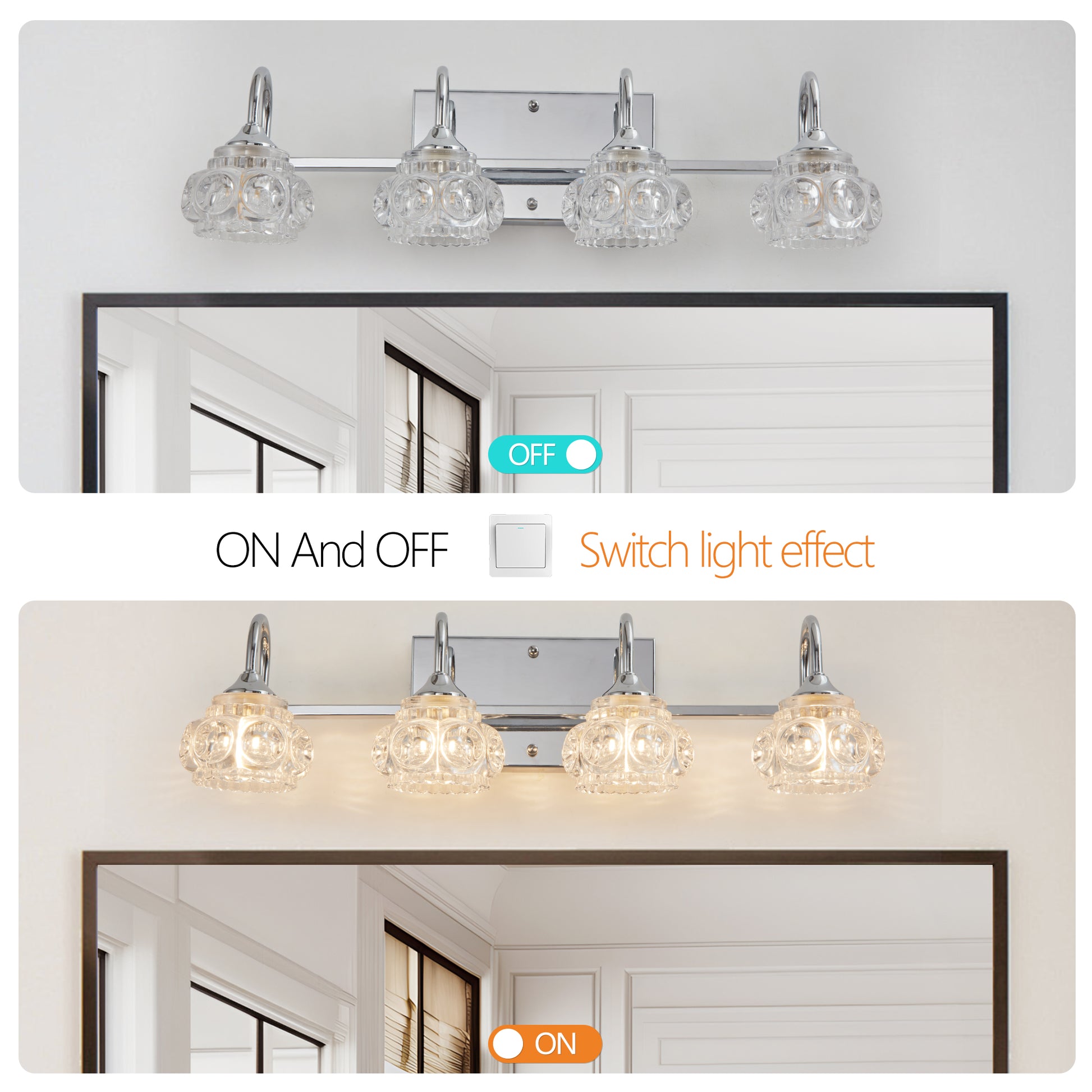 23" 4-Light Nickel Vintage Crystal Vanity Light - view 6
