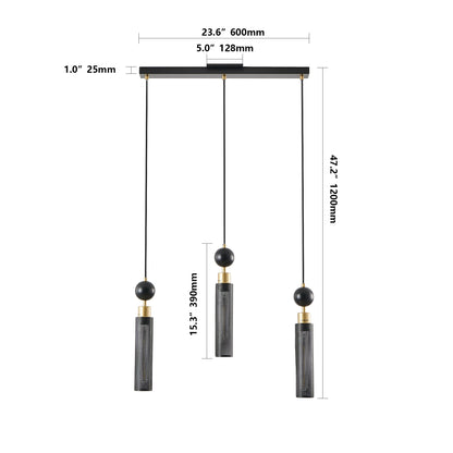 25" 3-Light Black & Gold Chandelier with Mesh Shades - view 8