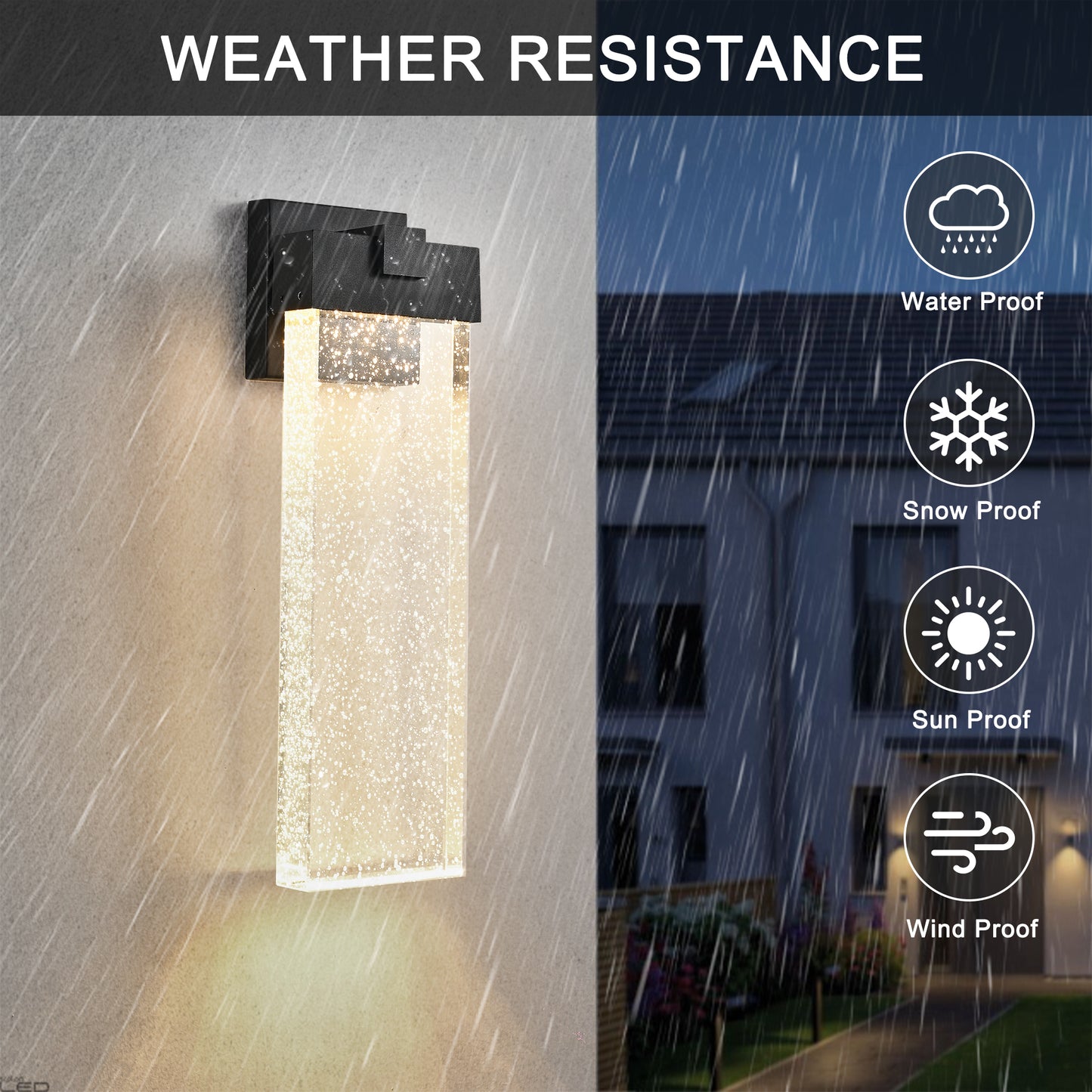 Black Bubble Crystal LED Outdoor Wall Light, 18"H - view 7