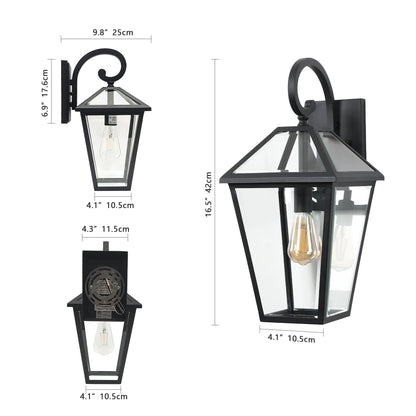 10" Black Outdoor Wall Lantern with Clear Glass, Set of 2 - view 8