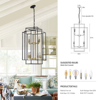 18" 8-Light Black & Gold Geometric Chandelier - view 15