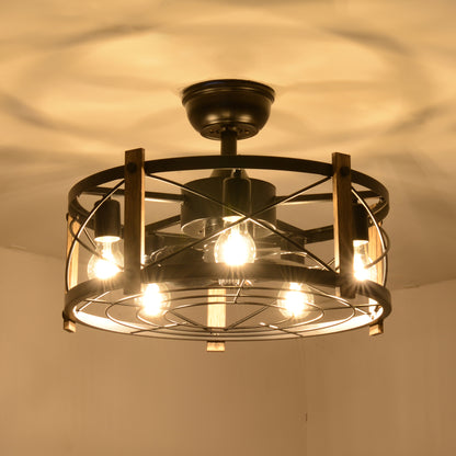 20" Matte Black Caged Chandelier Ceiling Fan with Remote - view 14