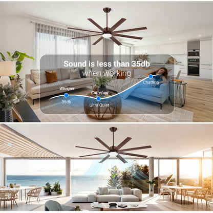 72" Industrial Coffee Ceiling Fan with Remote - view 11