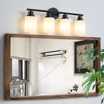 24" 4-Light Black Vanity Light with Frosted Glass - view 3