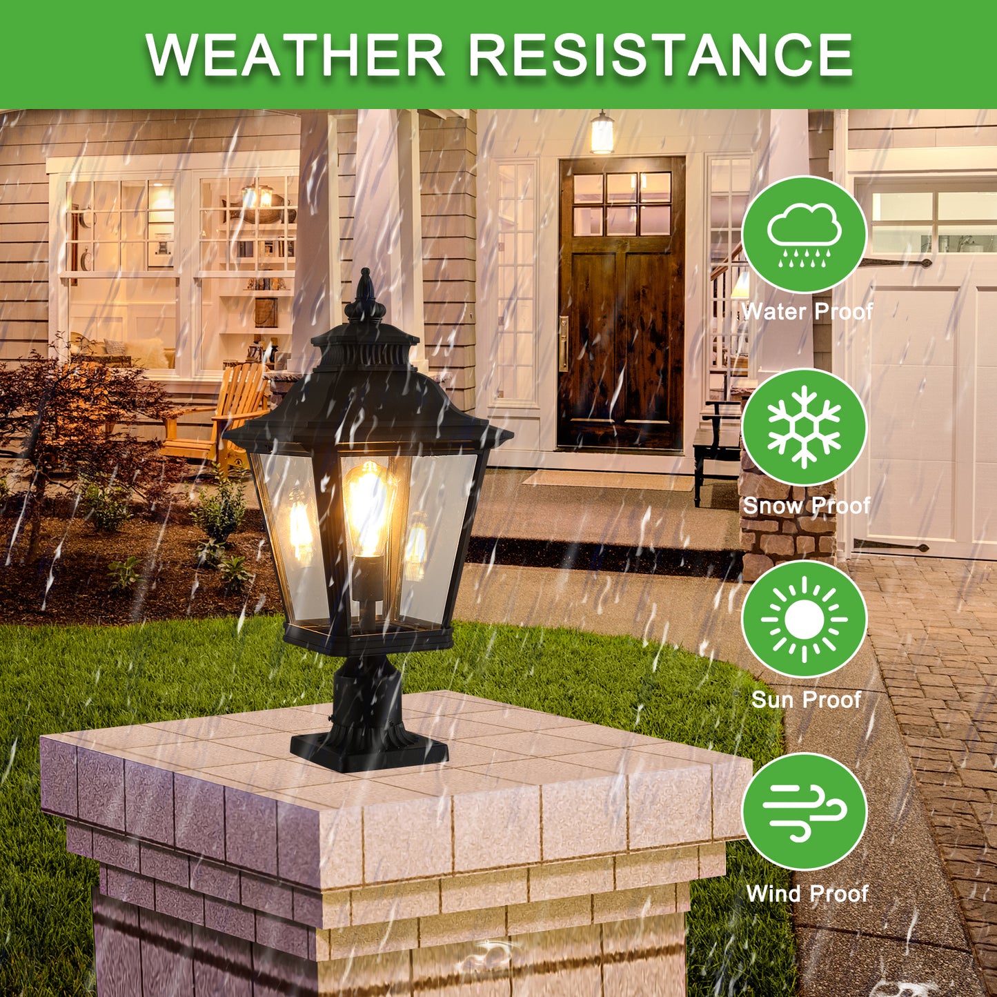 21"H Black Outdoor Post Lantern Light, Set of 2 - view 6
