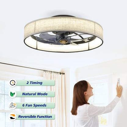 20" Matte Black Fabric Farmhouse Ceiling Fan with Remote - view 15