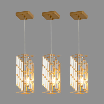4" Gold Crystal Prism Pendant Light, Set of 3 - view 8