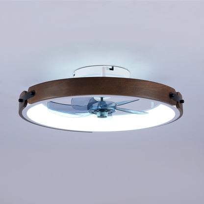 20" Walnut & Black Flush Mount Ceiling Fan with Dimmable LED - view 17