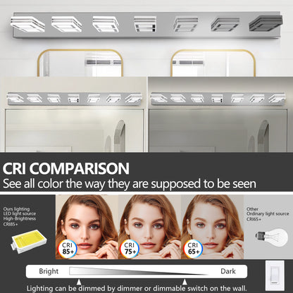 45" 7-Light Chrome LED Vanity Light with Acrylic Shades - view 10