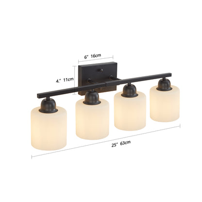 4-Light Black Vanity Wall Light with Frosted Glass - view 8