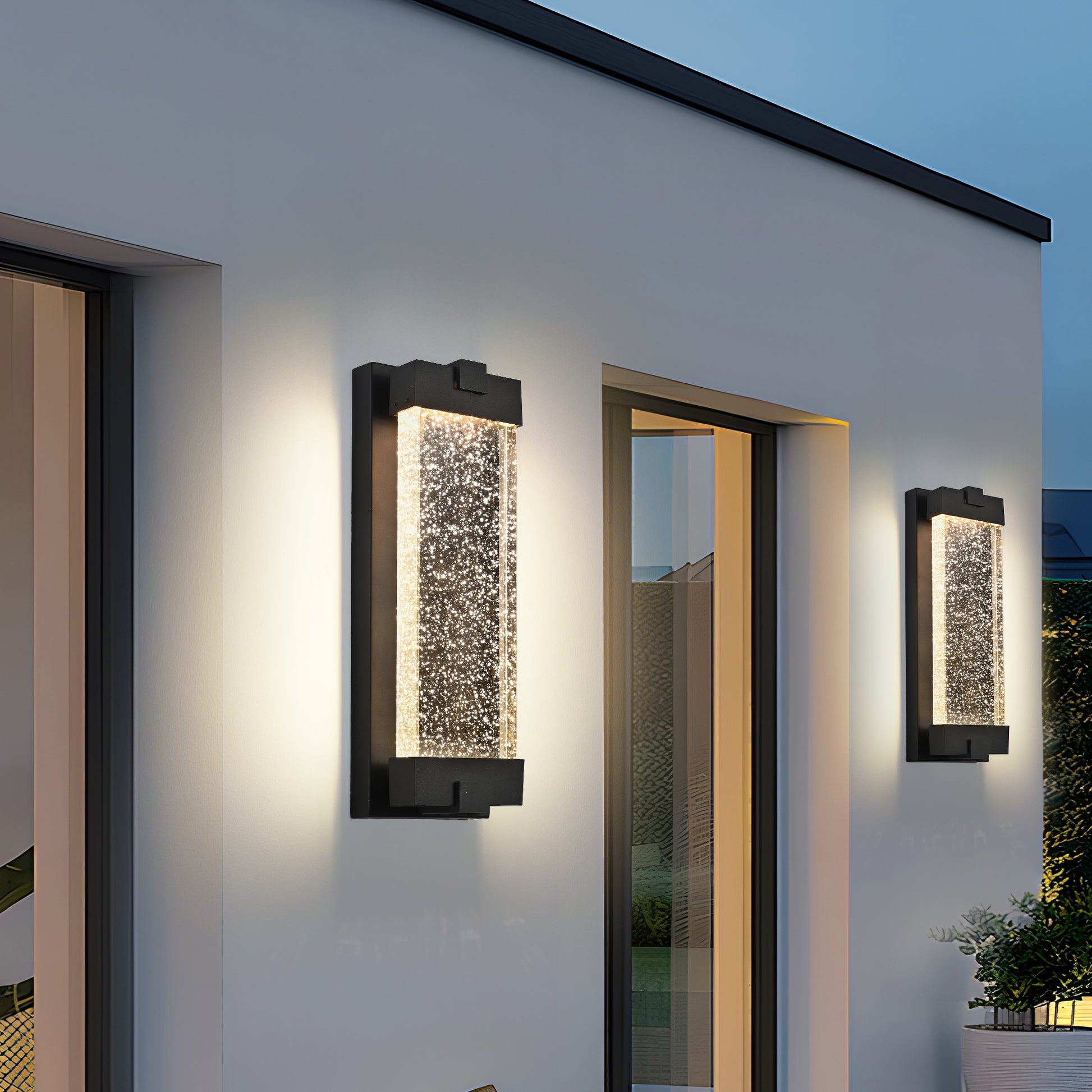 Black Bubble Crystal LED Outdoor Wall Light, 19"H - view 2