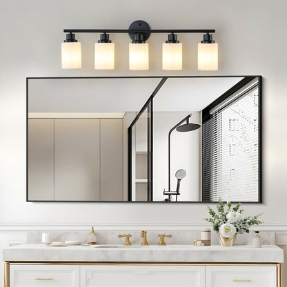 31" 5-Light Black Vanity Light with Frosted Glass - view 4