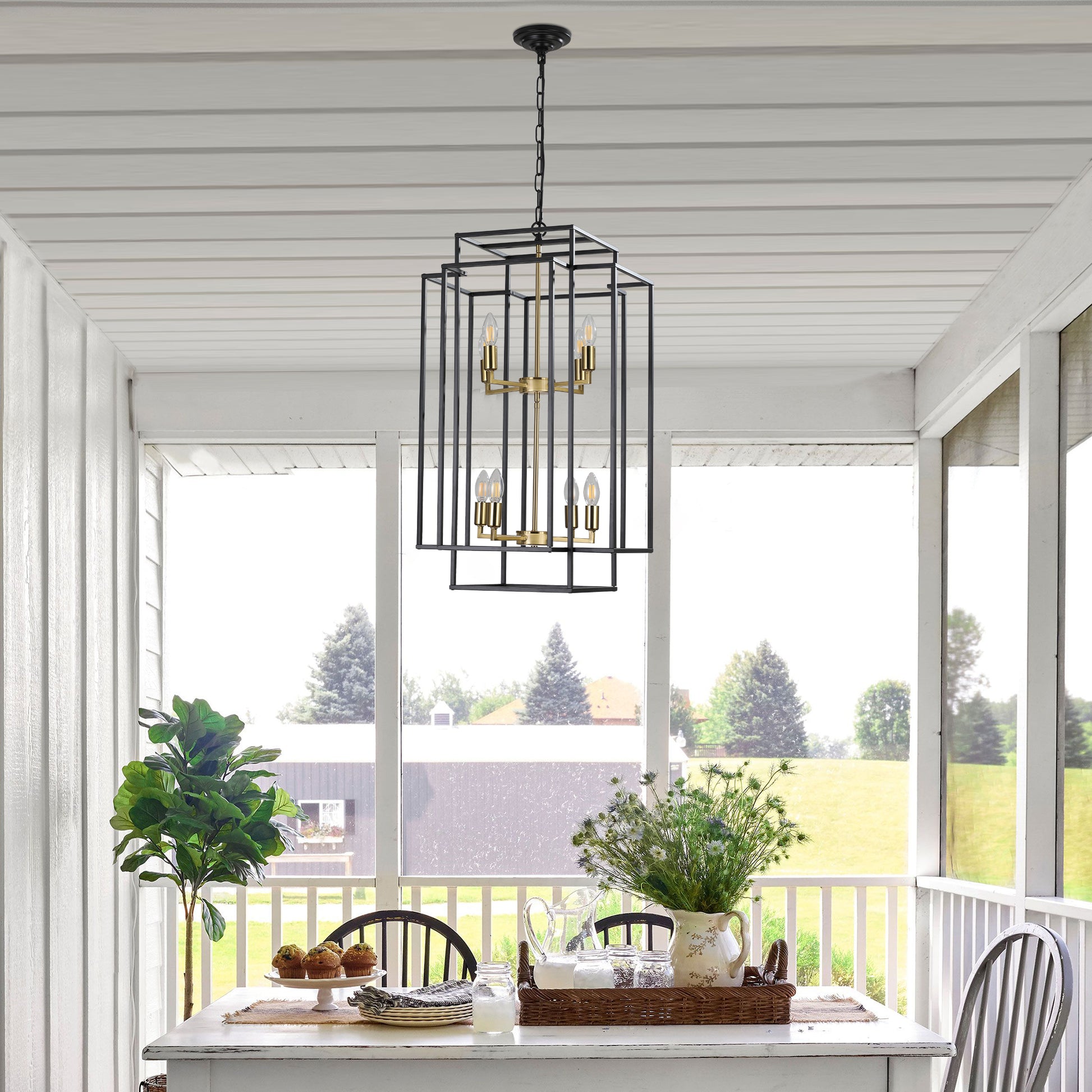 18" 8-Light Black & Gold Geometric Chandelier - view 4