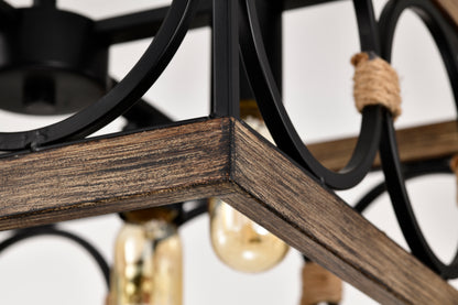 31.6" 4-Light Wood & Black Farmhouse Chandelier - view 14