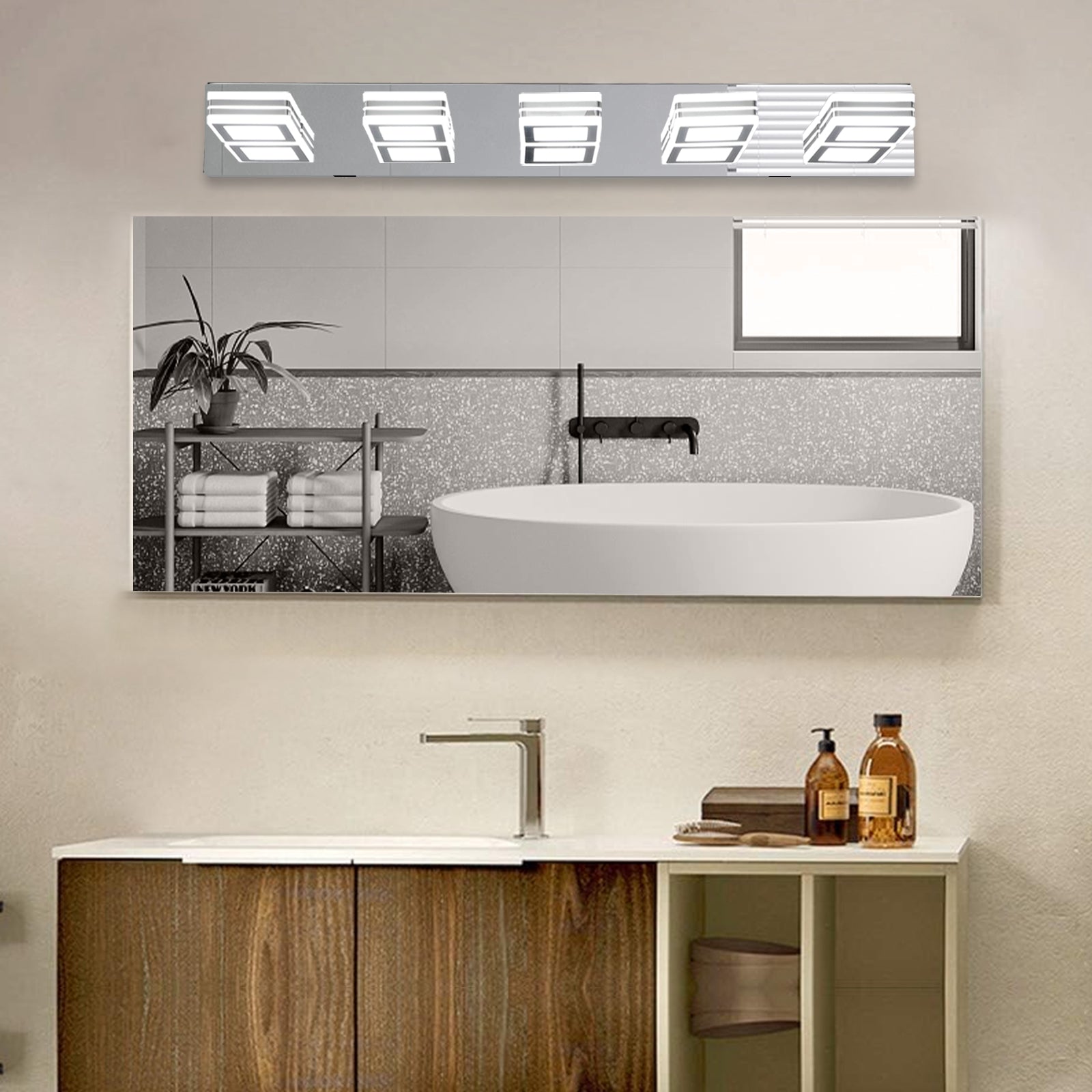 32" 5-Light Chrome Acrylic LED Vanity Wall Light - view 2