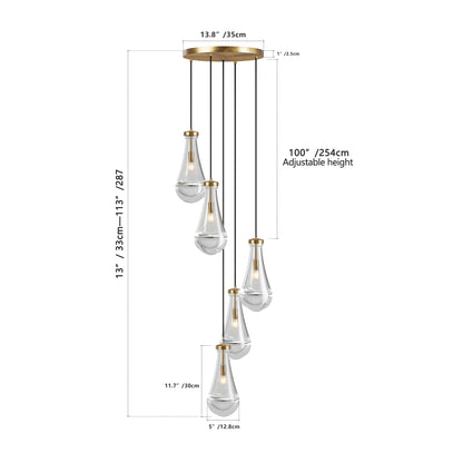 5-Light Brass Cluster Pendant Chandelier - view 10