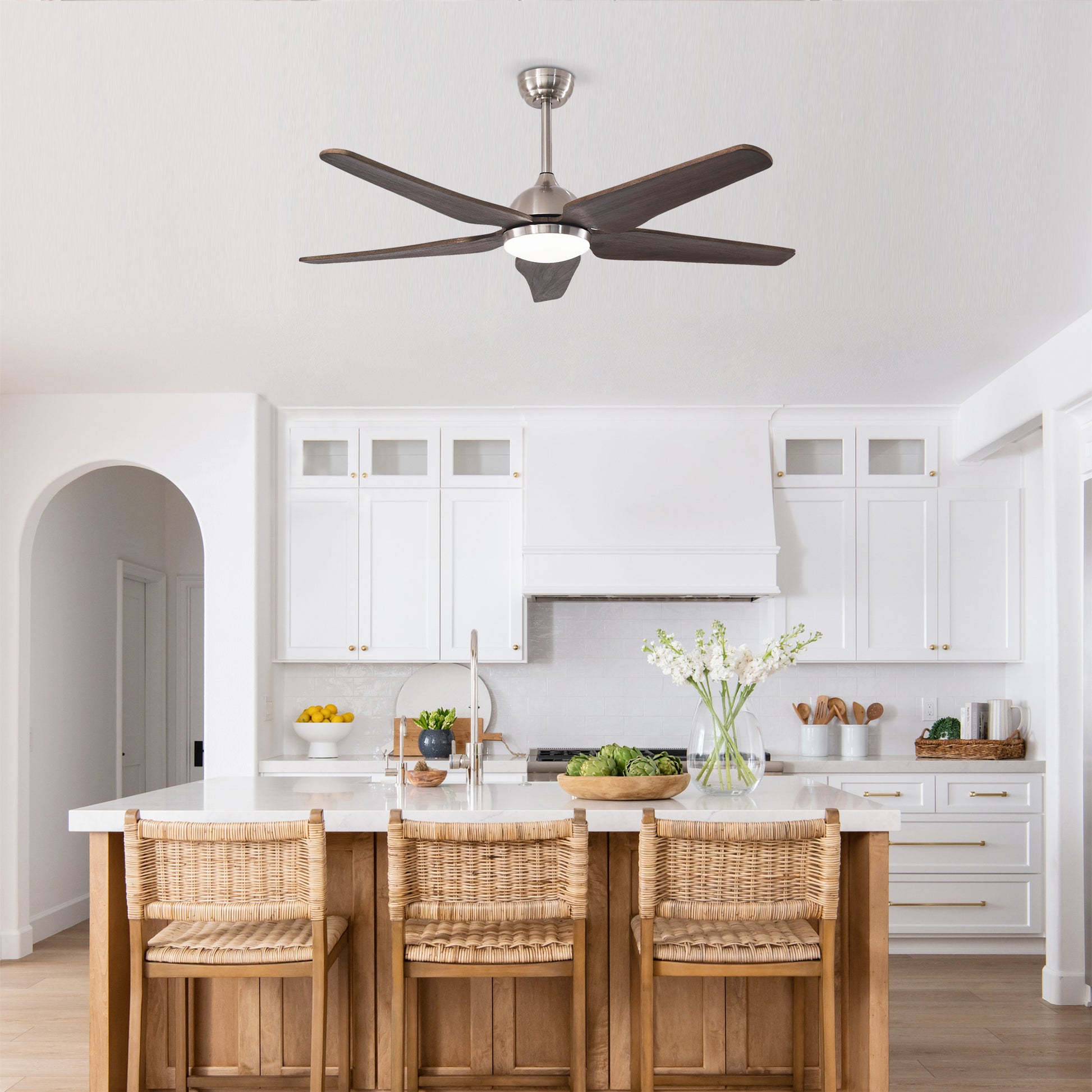 52" Nickel Reversible Ceiling Fan with Light - view 5