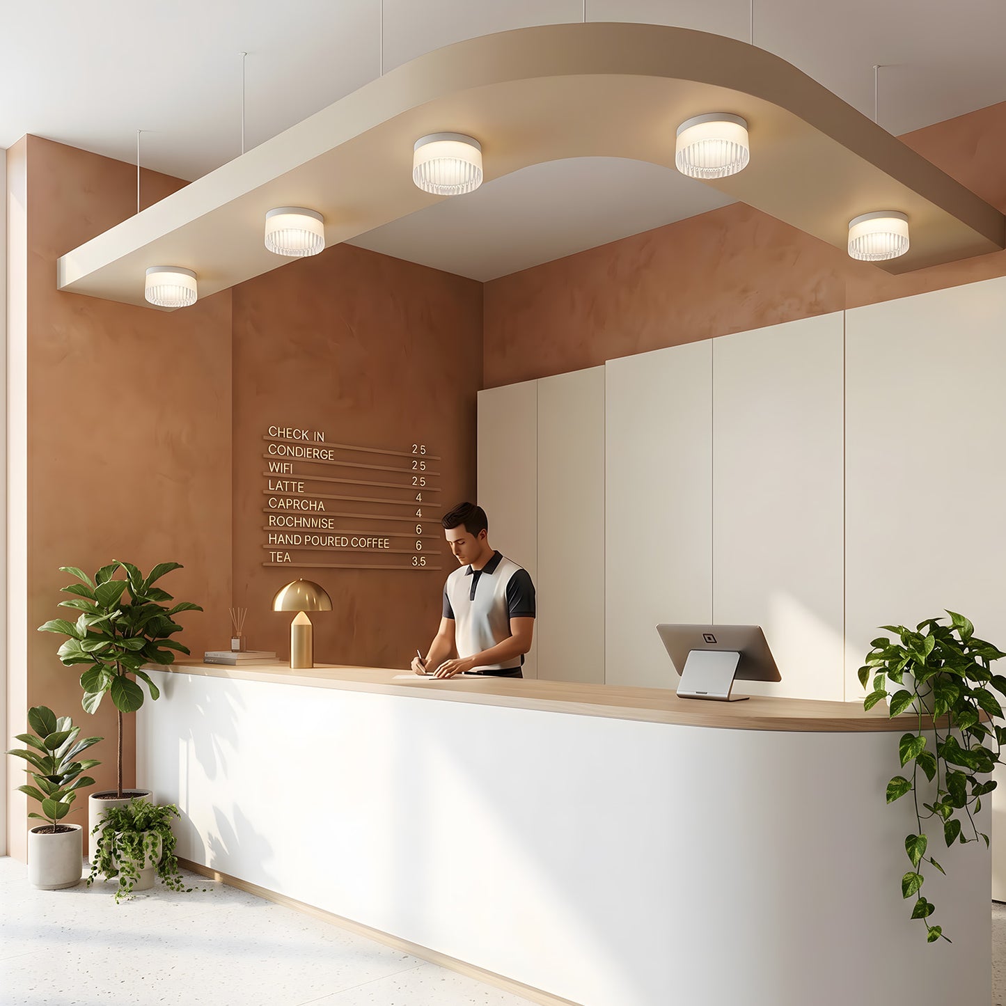 White Minimalist Round LED Wall Light with Glass Shade - view 3