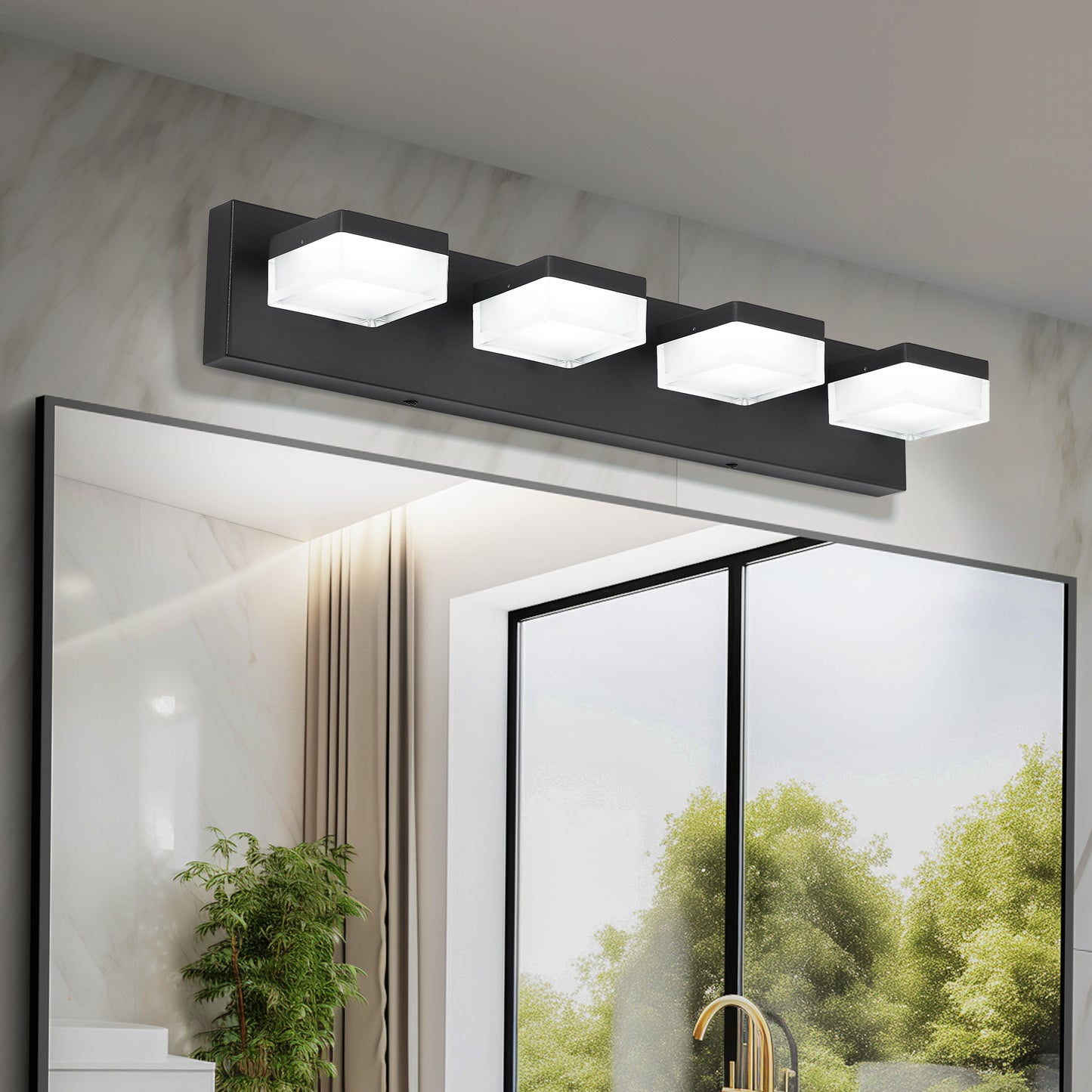 4-Light Matte Black Vanity Light with Dimmable LED - view 3