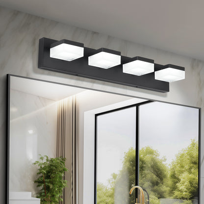 4-Light Matte Black Vanity Light with Dimmable LED - view 3