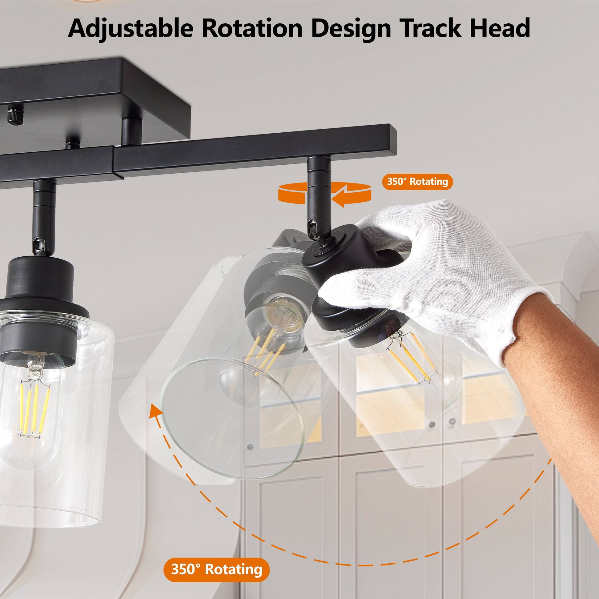 3-Light Black Semi Flush Mount Ceiling Light with Clear Glass - view 7