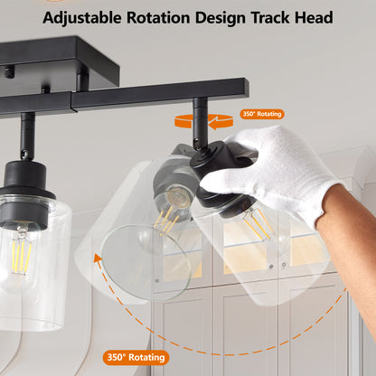 3-Light Black Semi Flush Mount Ceiling Light with Clear Glass - view 7