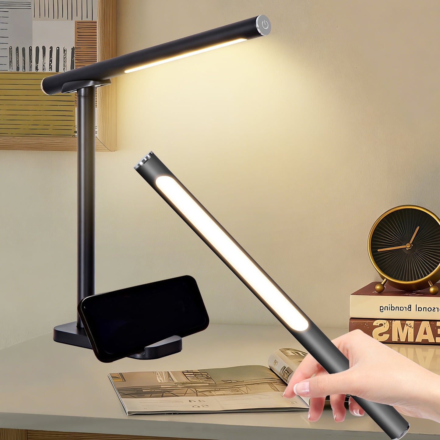 Adjustable Black LED Desk Lamp with USB Port