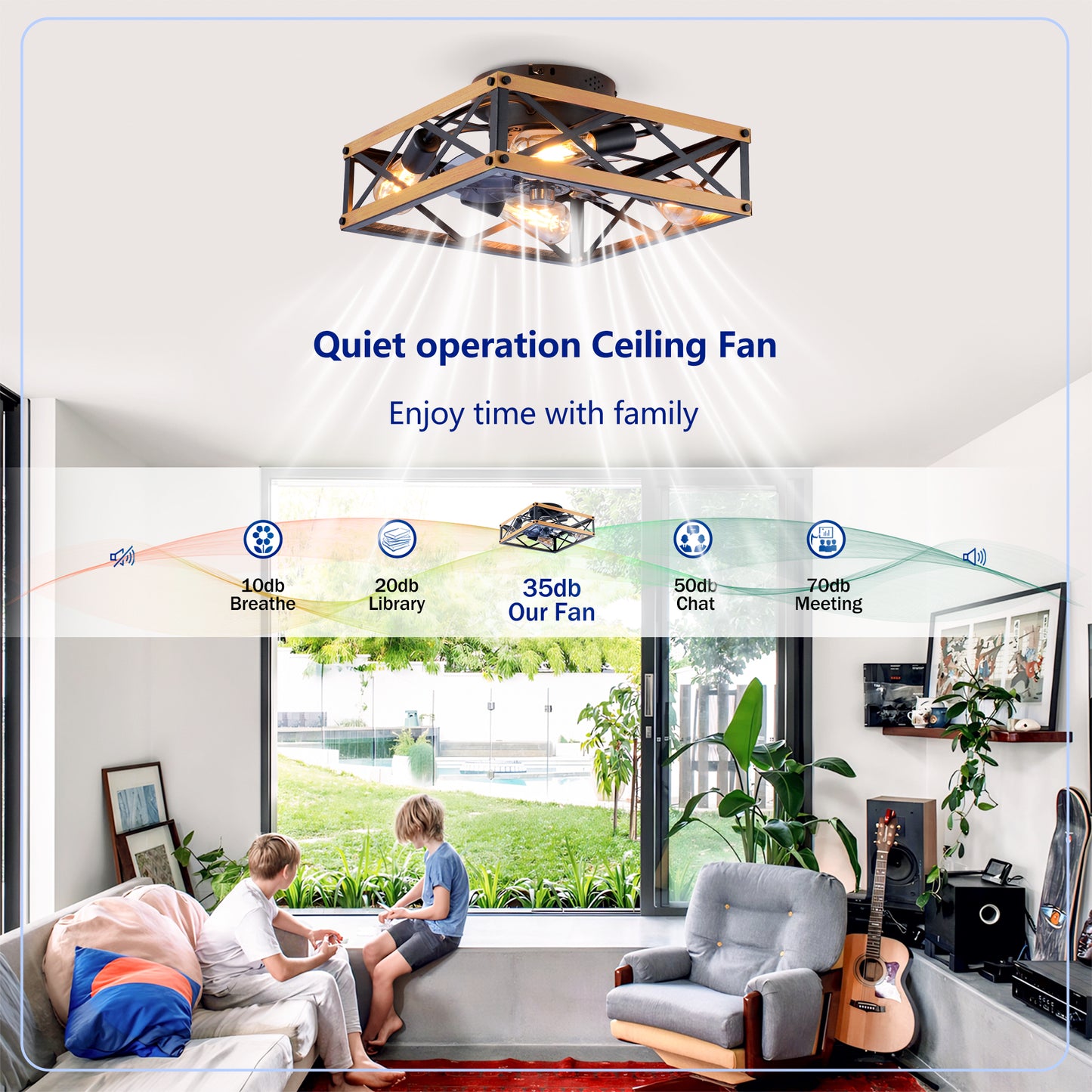 22.6" Bronze Flush Mount Ceiling Fan with Remote - view 12