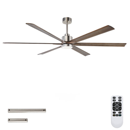 70" Nickel Finish Ceiling Fan with Light