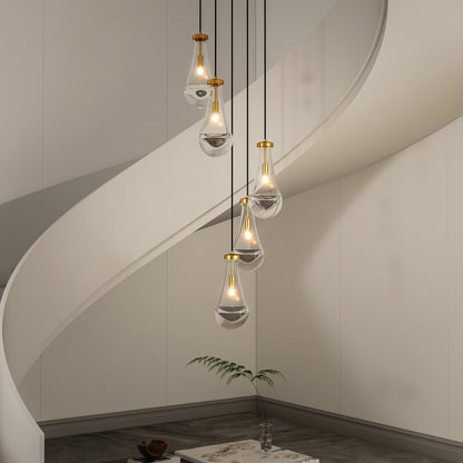 5-Light Brass Cluster Pendant Chandelier