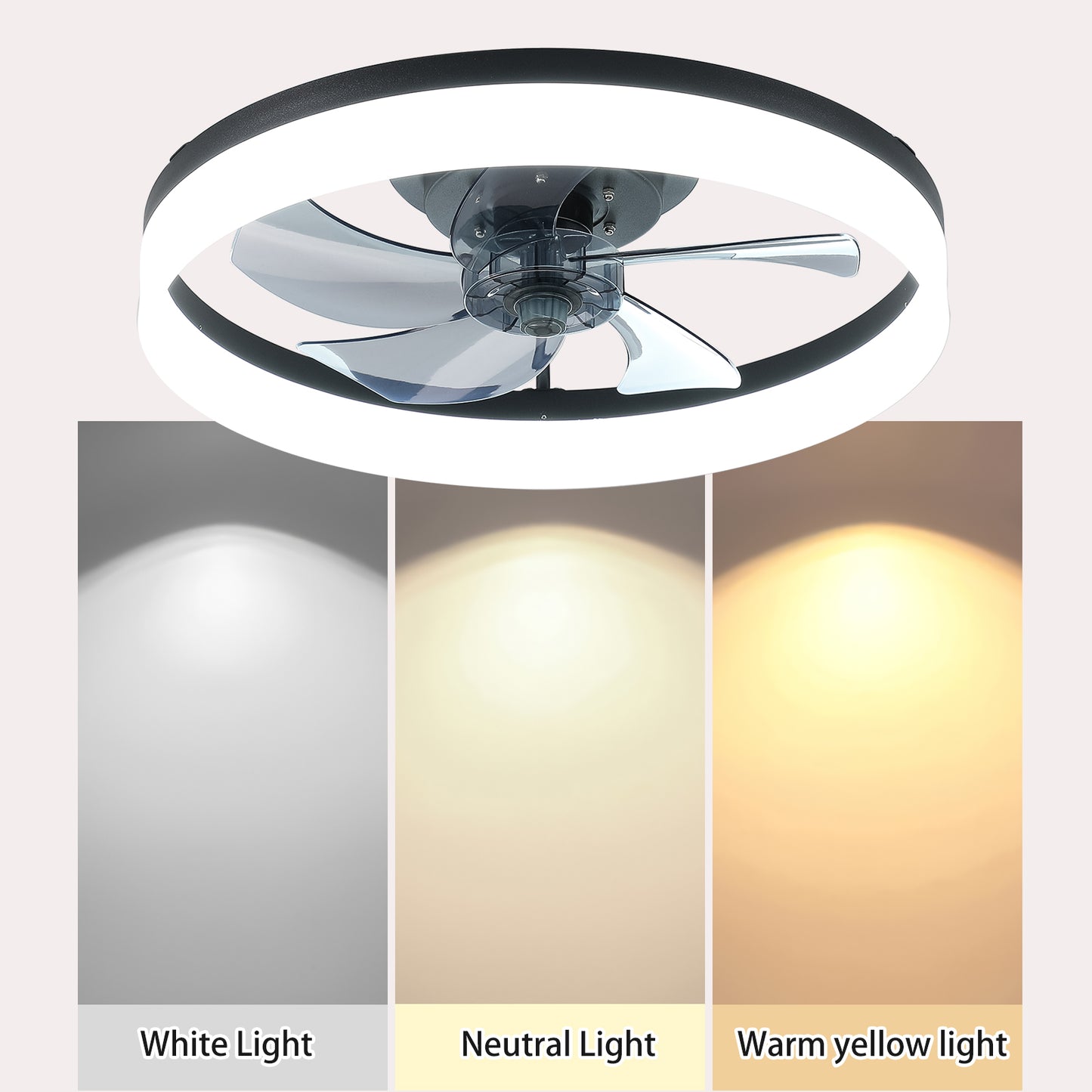 20" Black Low Profile Ceiling Fan with Dimmable LED - view 5