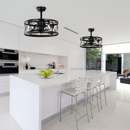 20" Matte Black Modern Enclosed Ceiling Fan - view 10