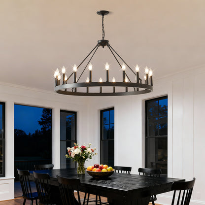 39.4" 20-Light Wagon Wheel Farmhouse Chandelier - view 10