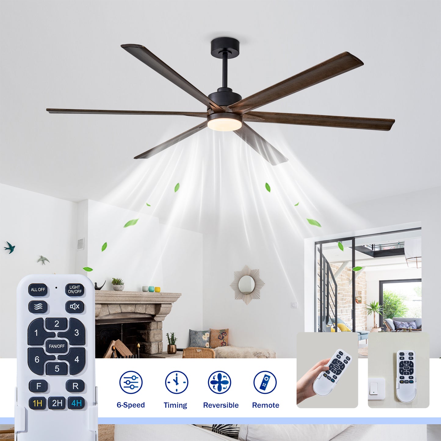 70" Matte Black Ceiling Fan with Light - view 12