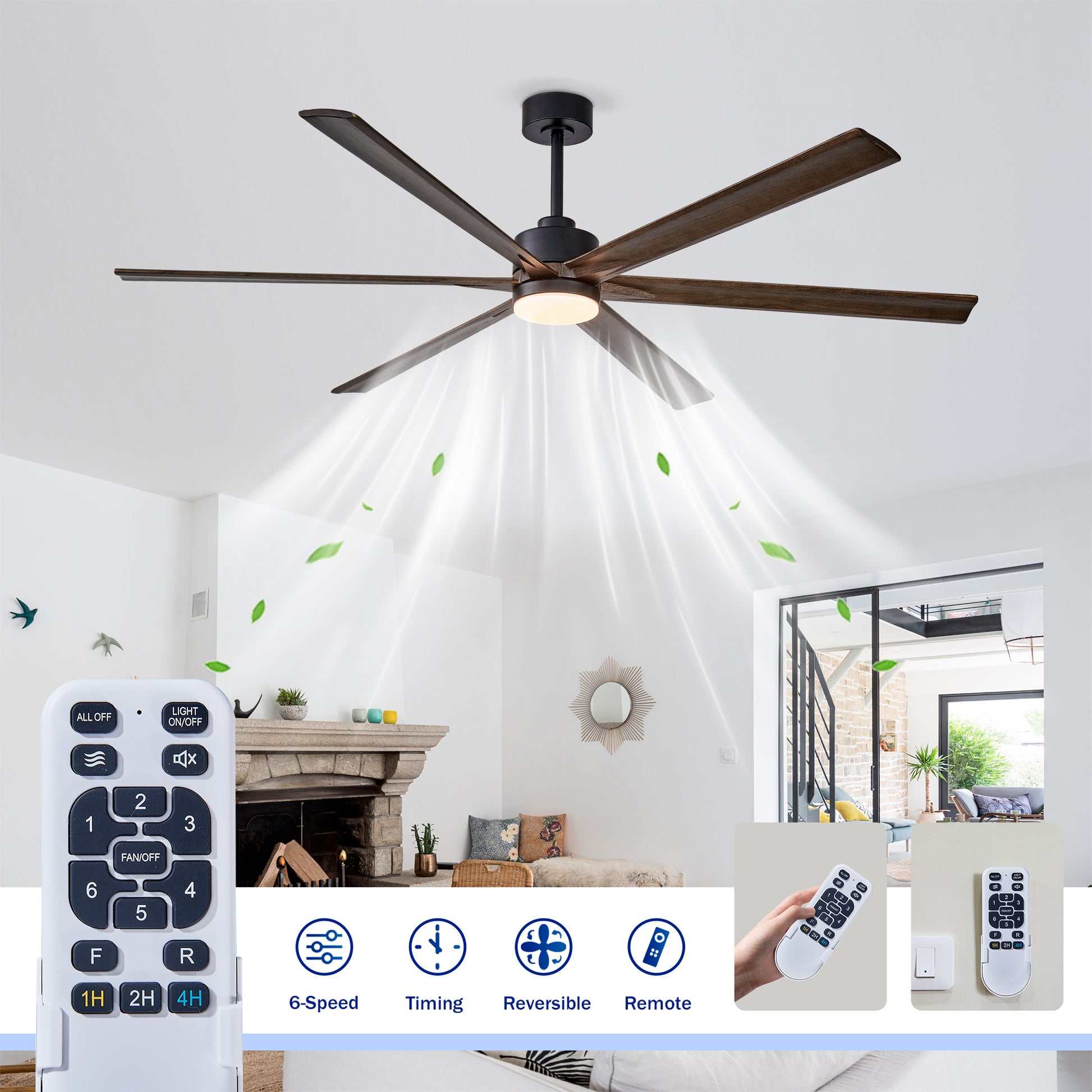 70" Matte Black Ceiling Fan with Light - view 12