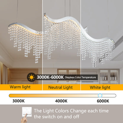 36" Chrome Wave Crystal Chandelier with LED - view 6
