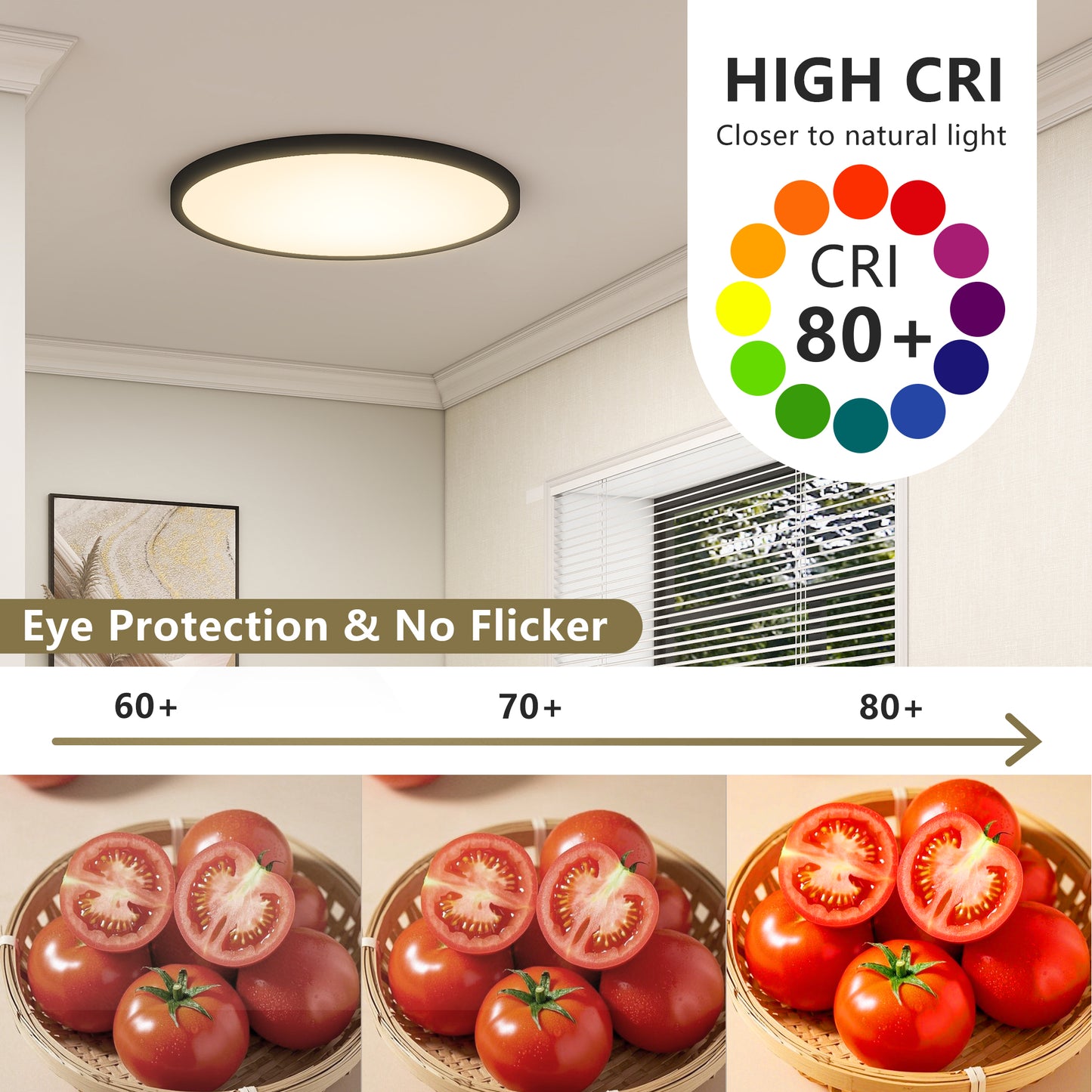 16" Black Dimmable LED Flush Mount Ceiling Light, 4-Pack - view 6