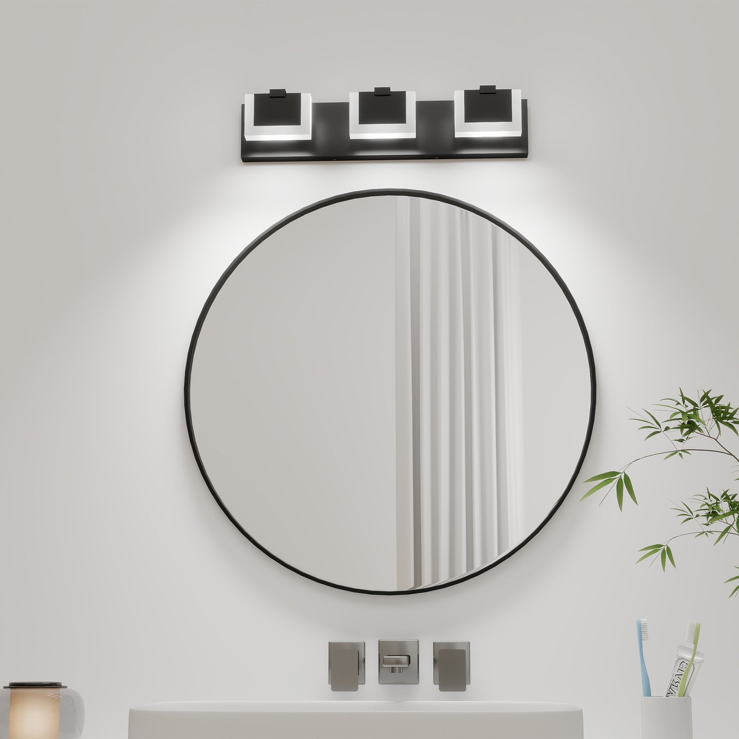 3-Light Modern Black LED Vanity Wall Light - view 3
