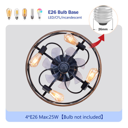 19" Matte Black Caged Ceiling Fan with Remote - view 8
