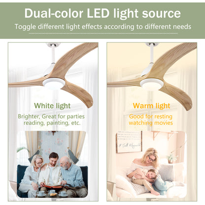 52" Matte White Solid Wood Ceiling Fan with Remote - view 11