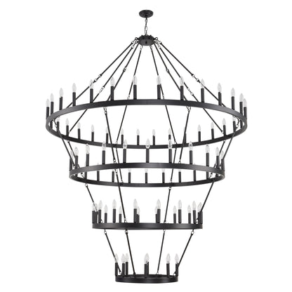 69.3" 4-Tier Wagon Wheel Farmhouse Chandelier, 80-Light - view 15