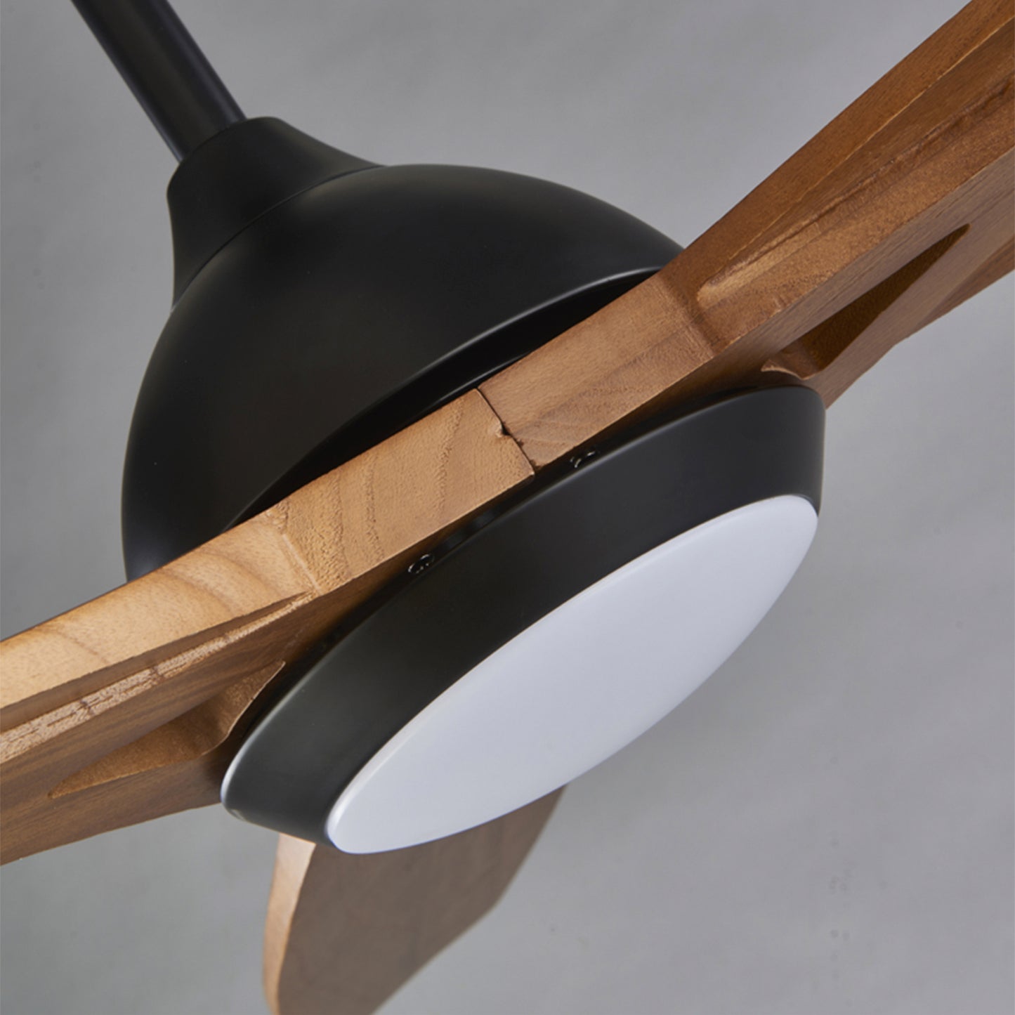 52" Matte Black & Wood Ceiling Fan with Light - view 16