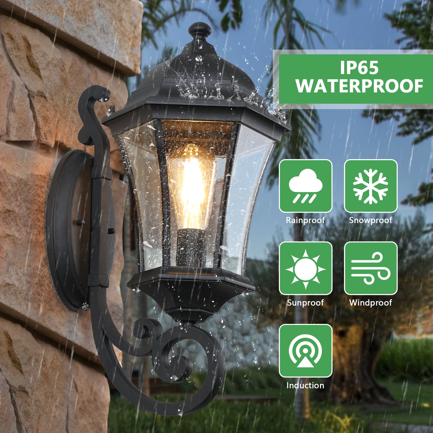 Vintage Black Metal Outdoor Wall Lantern - view 6