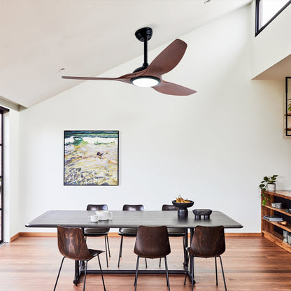 52" Matte Black & Wood Ceiling Fan with Remote - view 6